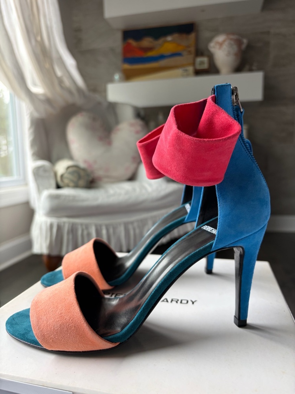 Pierre Hardy Suede Colorblock Heel Sandals - Size 36.5 (6.5)